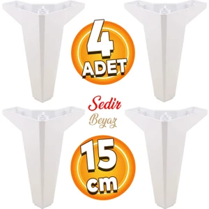 Sedir Lüks Mobilya Kanepe Sehpa Tv Ünitesi Koltuk Ayağı 15 cm Beyaz Baza Ayak (4 Adet)