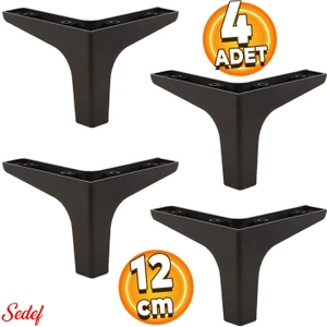 Sedef Lüks Mobilya Kanepe Sehpa Tv Ünitesi Koltuk Ayağı 12 cm Siyah Baza Ayakları 4 Adet