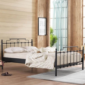 Hatkus Çift Kişilik Ferforje Metal Karyola-Siyah