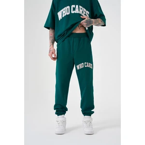 Relaxed Who Cares Baskılı Jogger Alt Eşofman Koyu Yeşil