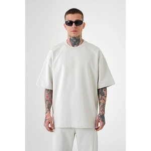 Oversıze Basıc Pamuklu T-Shırt Gri