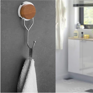 Okyanus Home Ahşap Desenli Magic Fix Sihirli Yapışkan Krom Tekli Askı