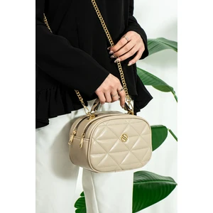 Kadın 2 Bölmeli Yarı Zincir Askılı Kapitone Yumuşak Deri Omuz Çantası K1070