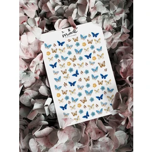 Miracle Creativity Kelebek ve Çiçek Mavi Tırnak Dövmesi. Tırnak Tattoo. Nail Art. Tırnak Sticker