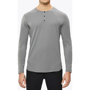 Bisiklet Yaka Uzun Kollu Tşört Düğmeli Patlı Yarım Balıkçı Regular Fit Tshirt Full Lıkra