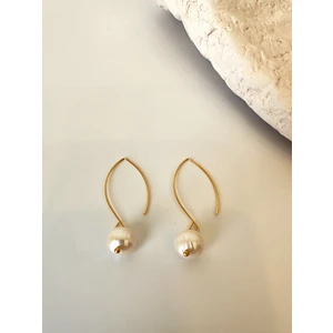 Pirinç Üzeri Altın Kaplama Inci Küpe