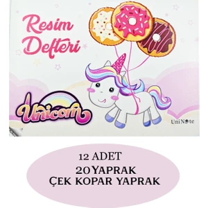 Uninote Resim Defteri Dikişli Büyük Boy A4 20 Yaprak 12 Adet