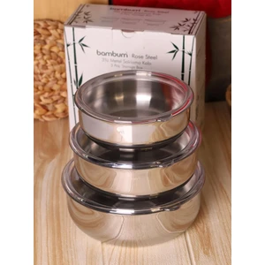 Rose Steel - 3'Lü Saklama Kabı (14-16-18 Cm)