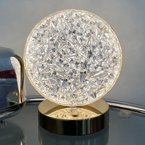 Lw-26 Şarjlı Yuvarlak Kristal Elmas Masa Lambası Dokunmatik Romantik Akrilik LED Gece Lambası