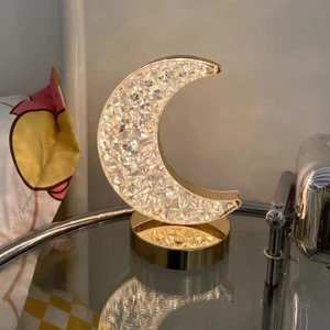Lw-28 Şarjlı Ay Kristal Elmas Masa Lambası Dokunmatik Romantik Akrilik LED Gece Lambası