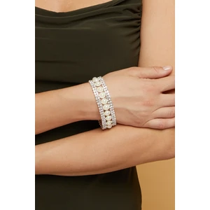 Furtek Aksesuar Kadın İncili Model Zirkon Taşlı Gümüş Pırlanta Abiye Elbise Düğün Nişan Söz Kına Parti Balo Bileklik