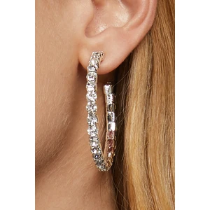 Furtek Aksesuar Kadın Halkalı Tek Sıra Taşlı Model Gümüş Pırlanta Abiye Düğün Nişan Söz Kına Gelin Parti Elbise Küpe