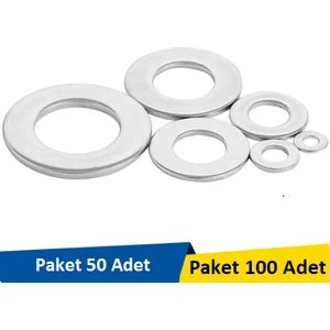 M4 Inox Düz Pul Paket 100 Adet