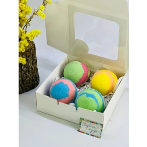 Super Bath Bomb Banyo Topu, Nem Topu, Banyo Bombası Meyve Bahçesi 4 Adet 120 gr