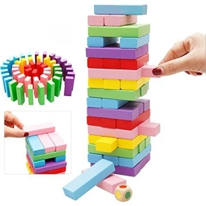 SNR Renkli  Denge(Jenga) Oyunu,Ahşap Orta Boy