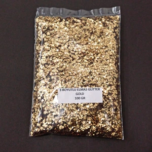 Glitter  Epoksi Reçine  Süsleme Pulu Üç Boyutlu Elmas Görünümlü Nail Art Makyaj  Sim Gold 100 gr