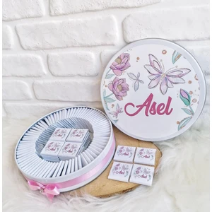 100 Adet Isme Özel Çiçek Temalı Kiz Bebek Hediyelik Çikolata