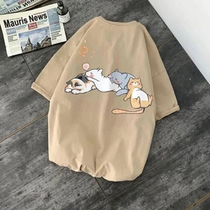 Bej Lazy Cats (Unisex) T-Shirt