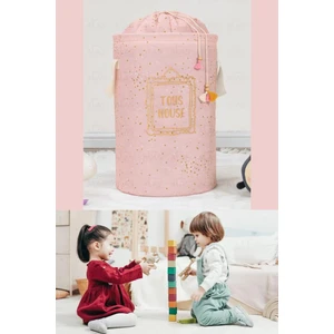 Onikiden Bebek Odası Oyuncak Sepeti, Yuvarlak Torbalı Çocuk Oyuncak & Kirli Çamaşır Sepeti Pembe