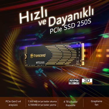 Transcend Ts4Tmte250S 4TB 7500-6700MB PCIe NVMe M.2 SSD Fiyatı