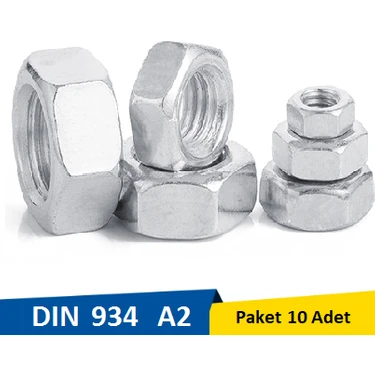 Norm M10 Inox Metrik Somun Paket 10