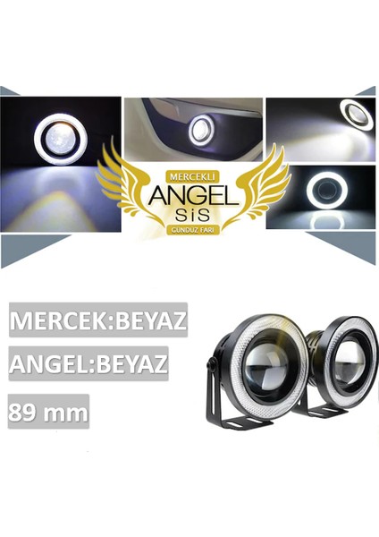 Angel LED Halkalı Sis Farı Mercekli 89 mm Beyaz