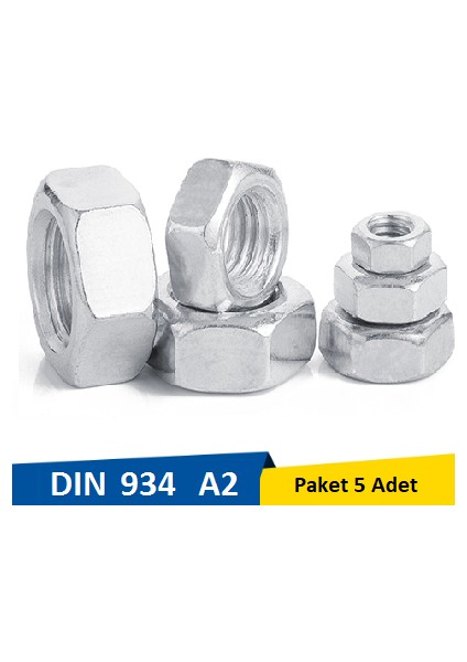 M24 Inox Metrik Somun Paket 5 Adet