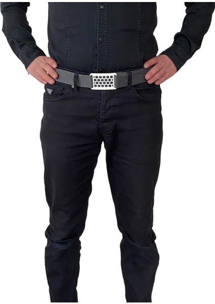 2023 Yeni Sezon, Özel Tasarım, Unisex Beyaz Petek Tokalı, Gri Kolon Kemer 4 cm modelleri