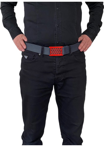 2023 Yeni Sezon, Özel Tasarım, Unisex Kırmızı Petek Tokalı, Füme Kolon Kemer 4 cm modelleri