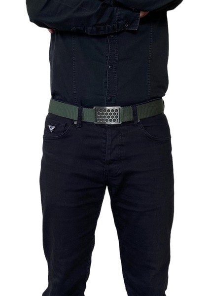 2023 Yeni Sezon, Özel Tasarım, Unisex Nikel Mat Petek Tokalı, Yeşil Kolon Kemer 4 cm modelleri