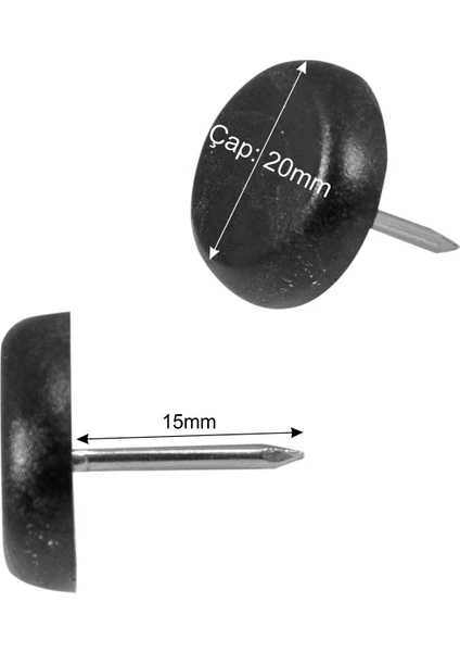 Çivili Masa Sandalye Koltuk Mobilya Ünite Zemin Koruyucu Plastik Papuç 25 Adet Çap 20 mm