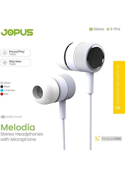 JO-K56 Melodia Universal 3,5 Mikrofonlu Kulaklık Çok Renkli