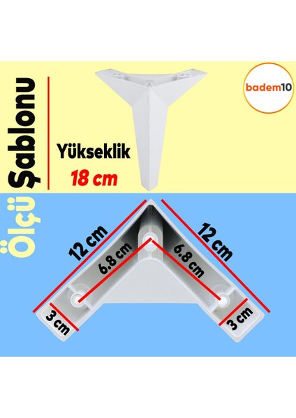 Kale Lüks Mobilya Kanepe Sehpa Tv Ünitesi Koltuk Ayağı 18 Cm Beyaz Baza Ayakları