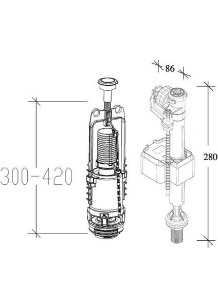 Tema Siamp 22-101 Stoplu Basmalı Klozet Rezervuar Iç Takımı fiyatları