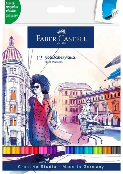 Faber Goldfaber Aqua Çift Uçlu Markör Kalem 12 Li 881646120