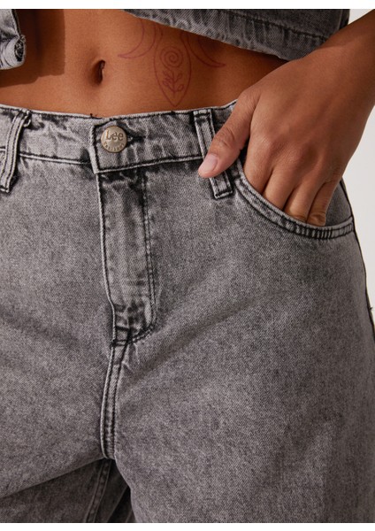 Yüksek Bel Geniş Paça Rahat Kadın Denim Pantolon L32A003035