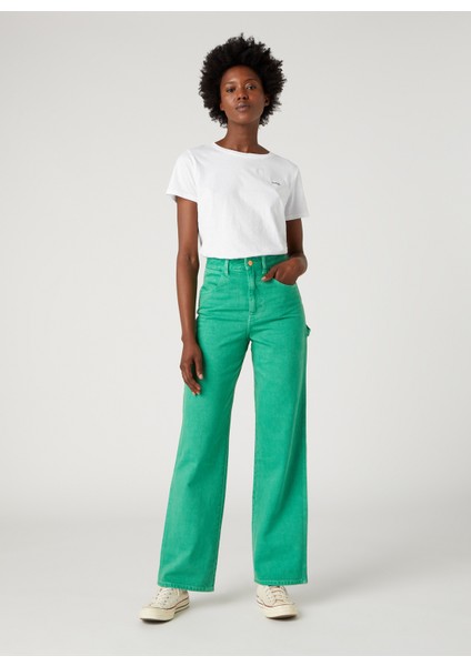 Berrak Tüzünataç x Wrangler Cepli Rahat Normal Bel Açık Yeşil Pantolon W26CXMG25 fiyatları