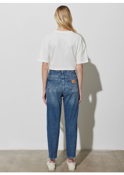 Yüksek Bel Dar Paça Mom Fit Kadın Denim Pantolon W246009XT