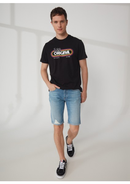 Bisiklet Yaka Siyah Erkek T-Shirt L231733001_BISIKLET Yaka T-Shirt