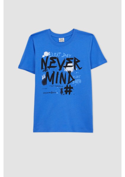 Erkek Çocuk Bisiklet Yaka Baskılı Kısa Kollu Tişört A2405A823SM