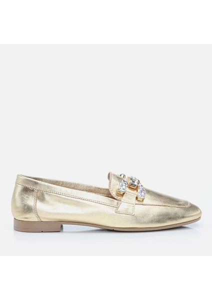 01AYH264410A540 Hakiki Deri Gold Kadın Loafer