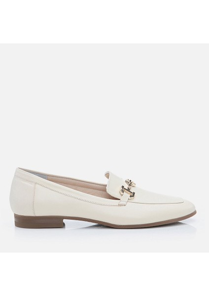 01AYH268520A310 Hakiki Deri Bej Kadın Loafer
