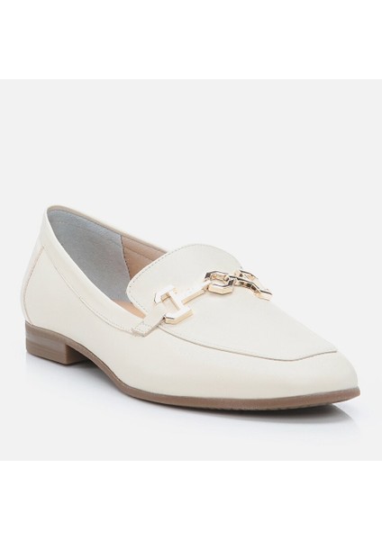 01AYH268520A310 Hakiki Deri Bej Kadın Loafer