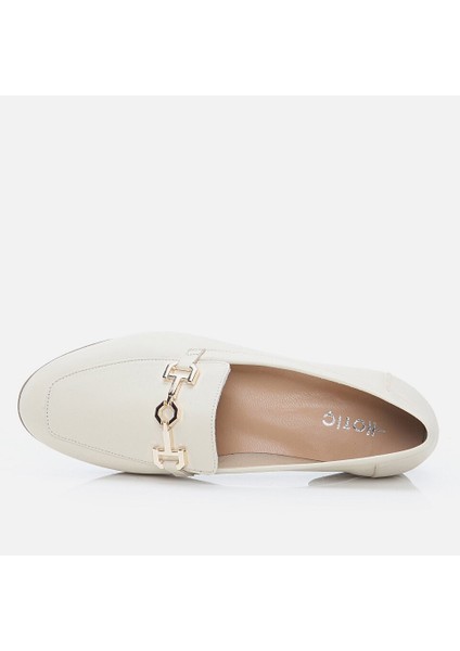 01AYH268520A310 Hakiki Deri Bej Kadın Loafer