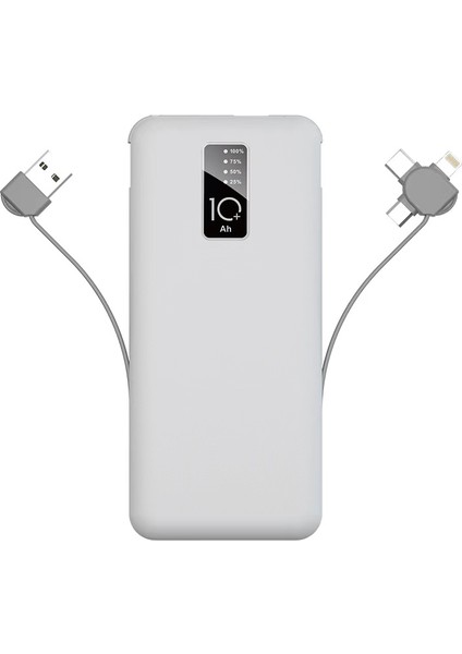 Hızlı Şarj LED Göstergeli Micro Lightning Type-C Kablolu Taşınabilir Powerbank 10000MAH (Pw-05)