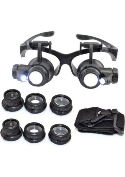 Gözlük Modeli 10X 15X 20X 25X Lens,2led Işıklı,büyüteç