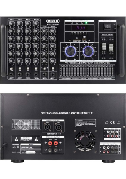 Mx-2350U Ekolayzer'lı Stereo Power Mikser Anfi 2x350 Watt 4-16 Ohm