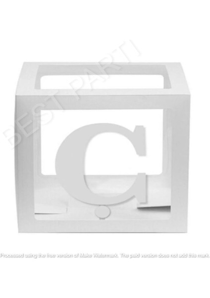 Beyaz Şeffaf Balon Kutusu Ç Harfli 25X25 cm