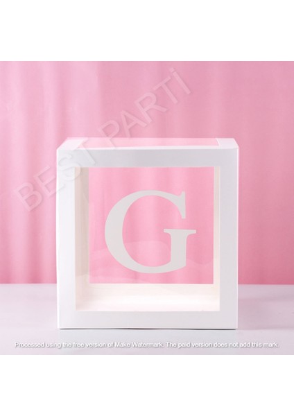 Beyaz Şeffaf Balon Kutusu G Harfli 25X25 cm