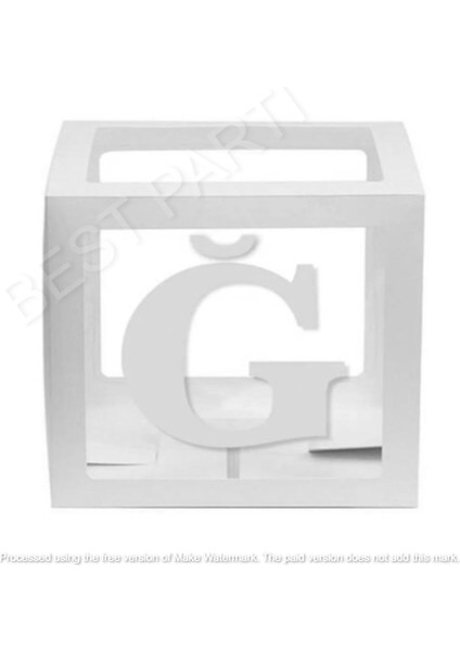 Beyaz Şeffaf Balon Kutusu Ğ Harfli 25X25 cm